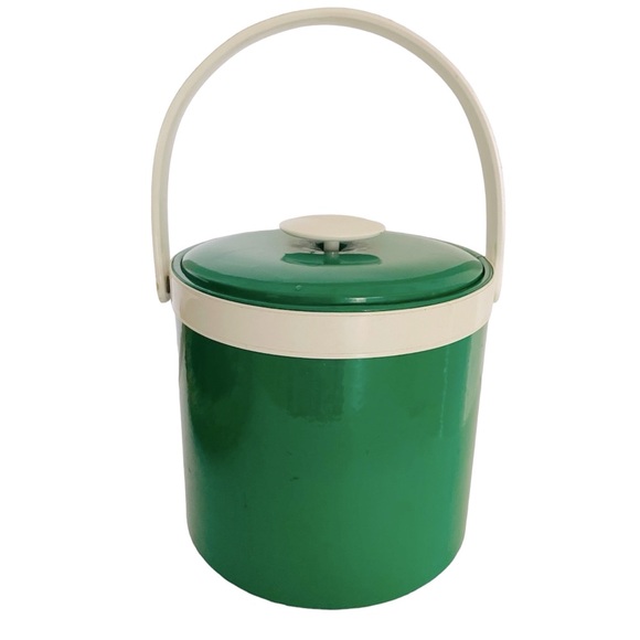 Georges Briard Vintage Green and White Mod Mid Century Modern Ice Bucket w/ lid - Picture 3 of 16